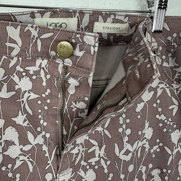 LOGO Lori Goldstein Jeans Women Size 20W Taupe Floral Stretch Twill Straight - Picture 6 of 11